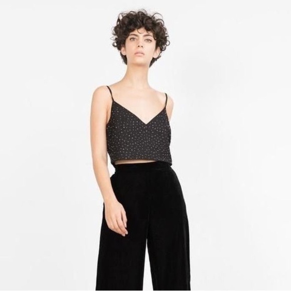 🆕(NWT) ZARA Rhinestone Crop Top. Size SMALL - Picture 3 of 10